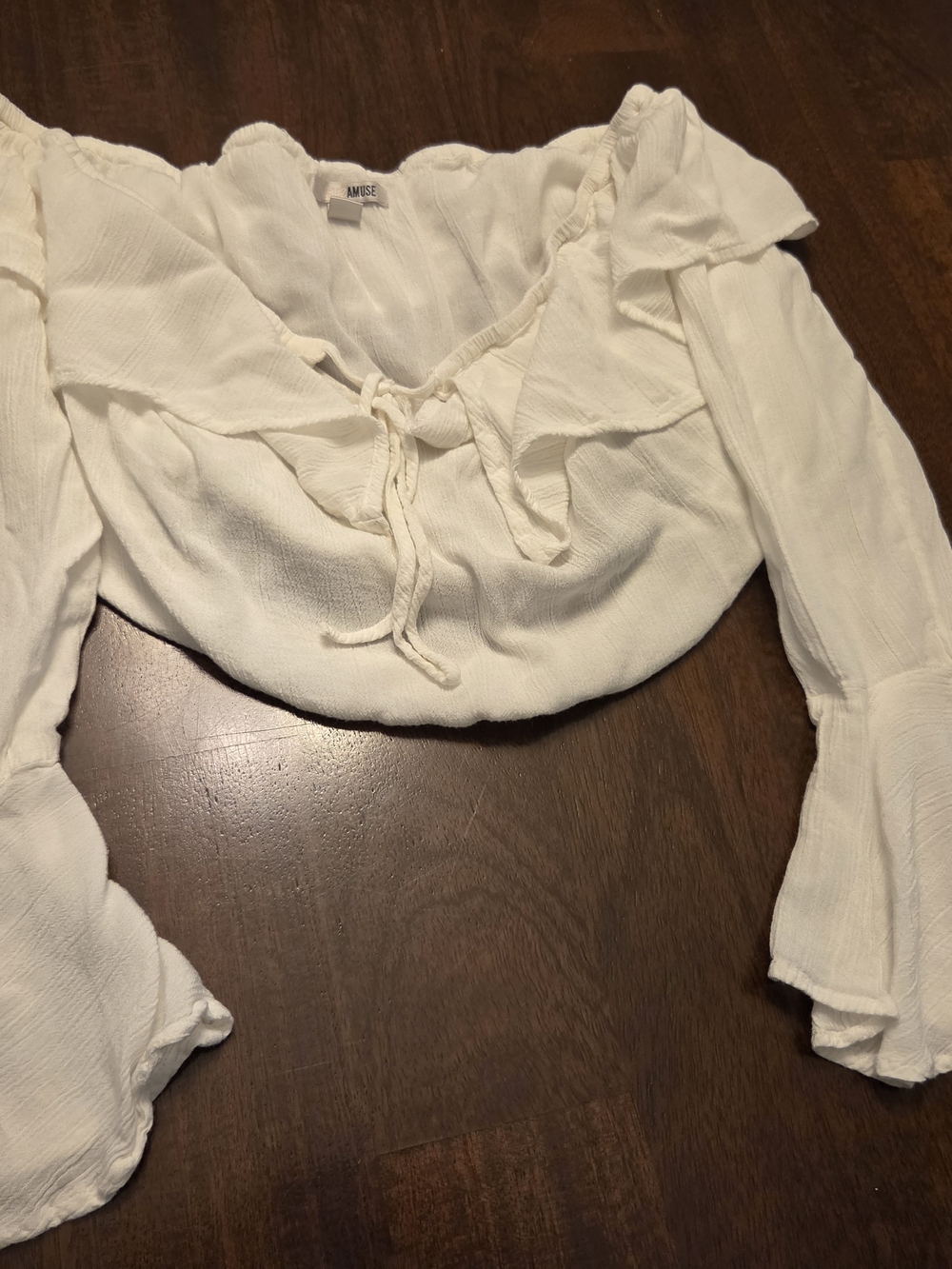 Society White Ruffle Tie-Front Blouse